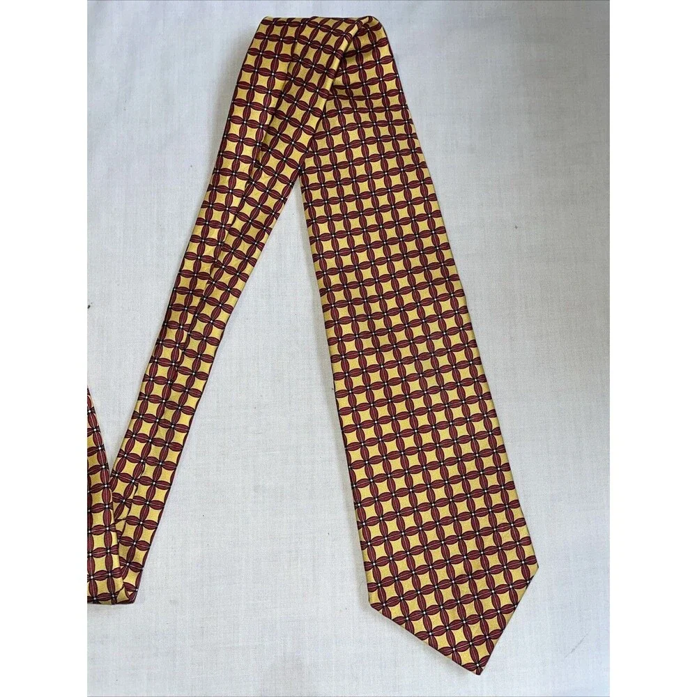 Brooks Brothers Makers Men’s Dress Tie Size 56” Yellow Geometric Business Formal